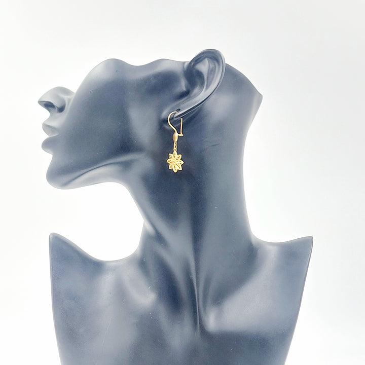 21K حلق ورق الشجر-مجوهرات الشيخ سعيد-Saeed Jewelry 