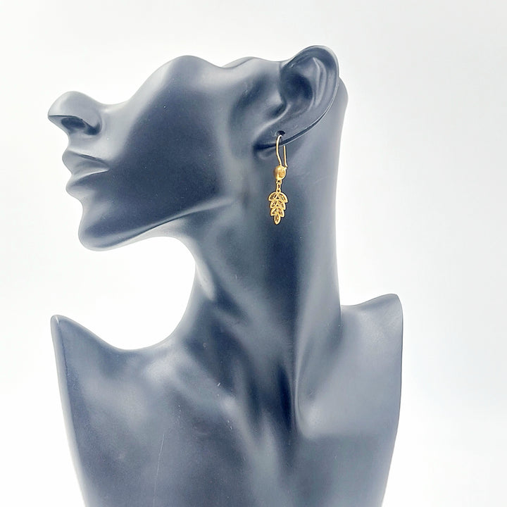 21K حلق ورق الشجر-مجوهرات الشيخ سعيد-Saeed Jewelry 