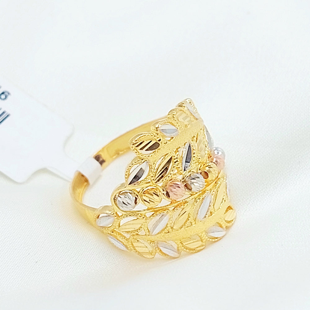 21K خاتم ورق الشجر اكسترا-مجوهرات الشيخ سعيد-Saeed Jewelry 