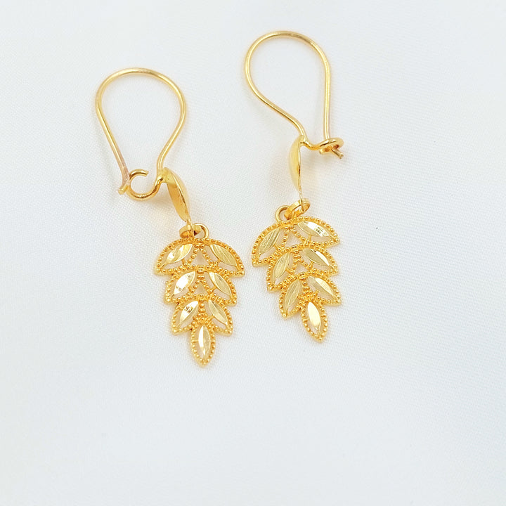 21K حلق ورق الشجر-مجوهرات الشيخ سعيد-Saeed Jewelry 