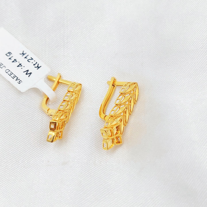21K حلق ورق الشجر اكسترا-مجوهرات الشيخ سعيد-Saeed Jewelry 