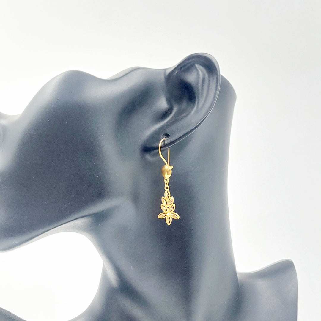21K حلق ورق الشجر-مجوهرات الشيخ سعيد-Saeed Jewelry 