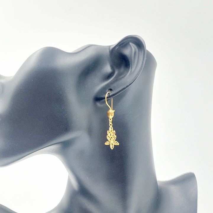 21K حلق ورق الشجر-مجوهرات الشيخ سعيد-Saeed Jewelry 