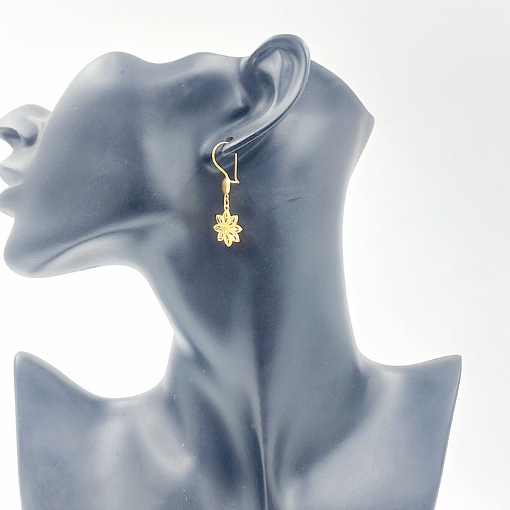 21K حلق ورق الشجر-مجوهرات الشيخ سعيد-Saeed Jewelry 