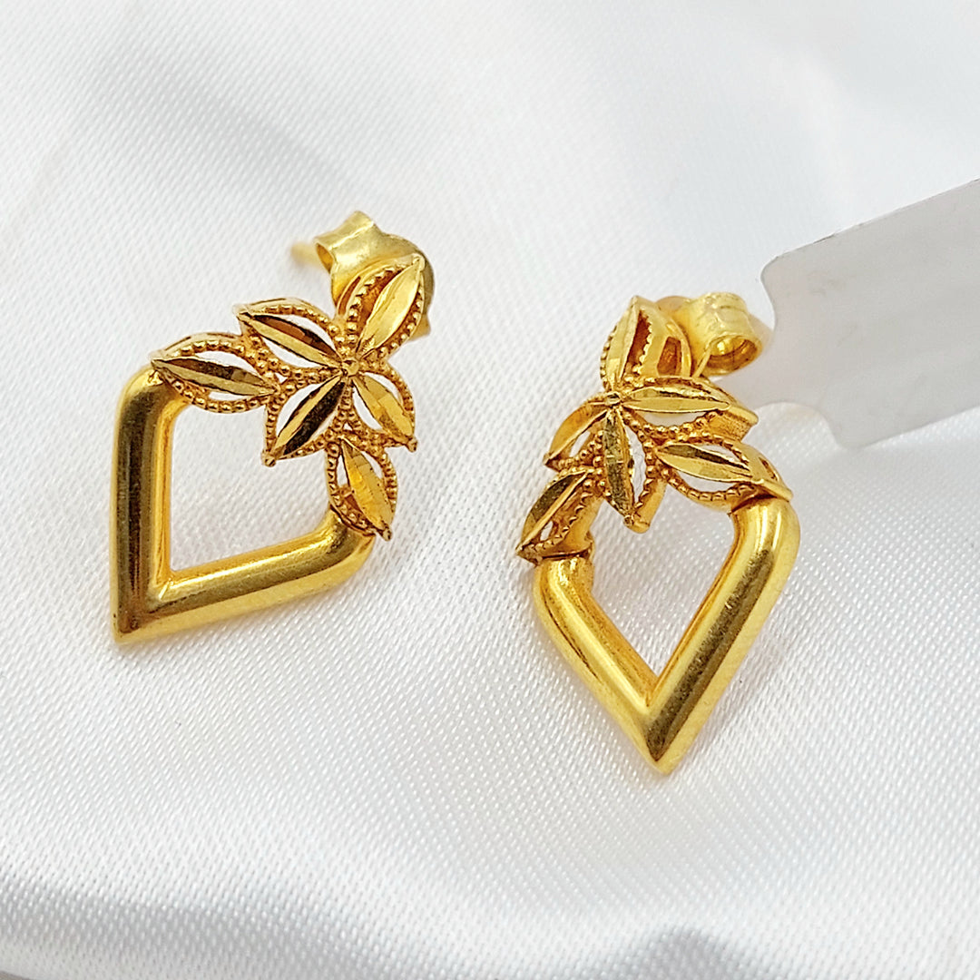 21K حلق ورق الشجر-مجوهرات الشيخ سعيد-Saeed Jewelry 