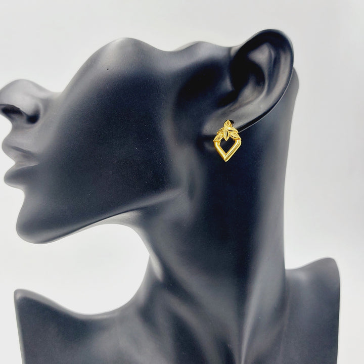 21K حلق ورق الشجر-مجوهرات الشيخ سعيد-Saeed Jewelry 