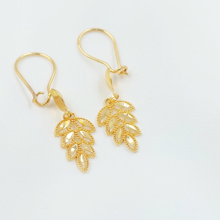 21K حلق ورق الشجر-مجوهرات الشيخ سعيد-Saeed Jewelry 