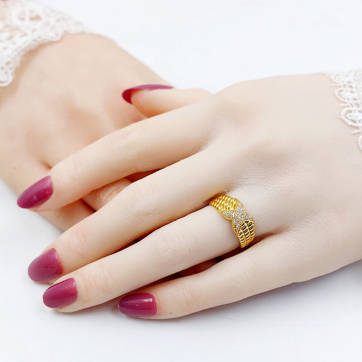 21K خاتم اكسترا مرصع-مجوهرات الشيخ سعيد-Saeed Jewelry 