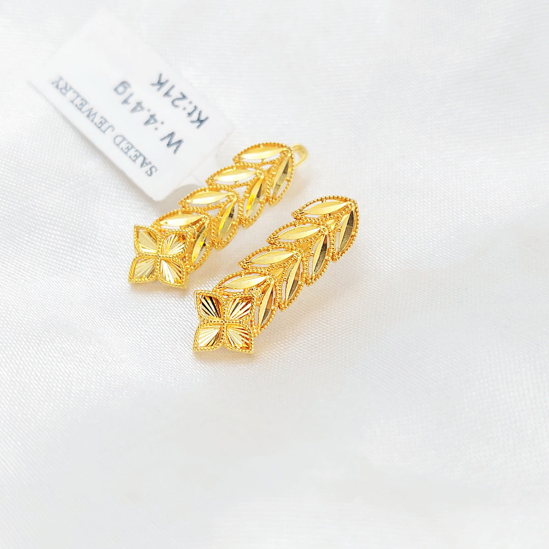 21K حلق ورق الشجر اكسترا-مجوهرات الشيخ سعيد-Saeed Jewelry 