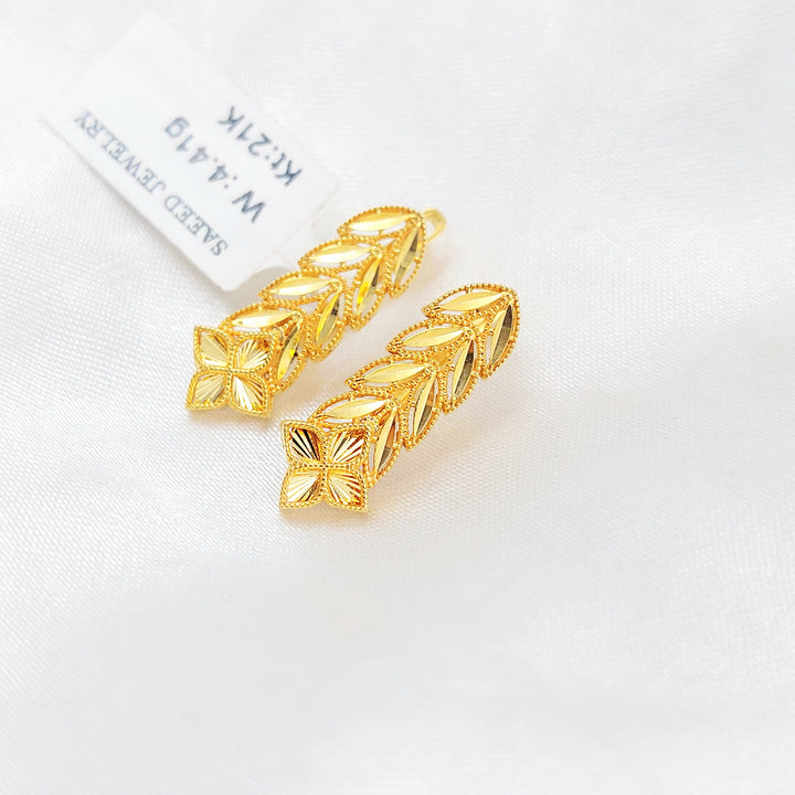 21K حلق ورق الشجر اكسترا-مجوهرات الشيخ سعيد-Saeed Jewelry 