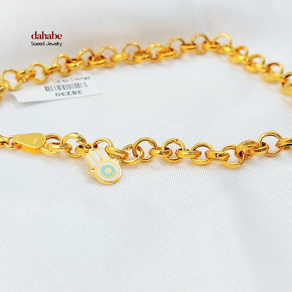 21K خلخال قلب مرصع-مجوهرات الشيخ سعيد-Saeed Jewelry 