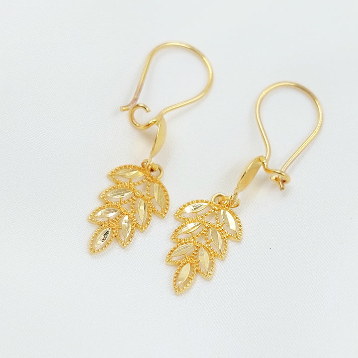 21K حلق ورق الشجر-مجوهرات الشيخ سعيد-Saeed Jewelry 