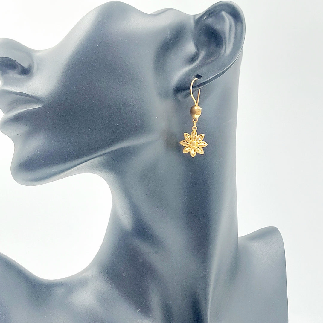 21K حلق ورق الشجر-مجوهرات الشيخ سعيد-Saeed Jewelry 