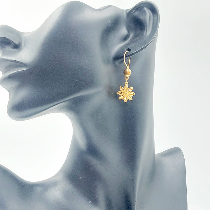 21K حلق ورق الشجر-مجوهرات الشيخ سعيد-Saeed Jewelry 