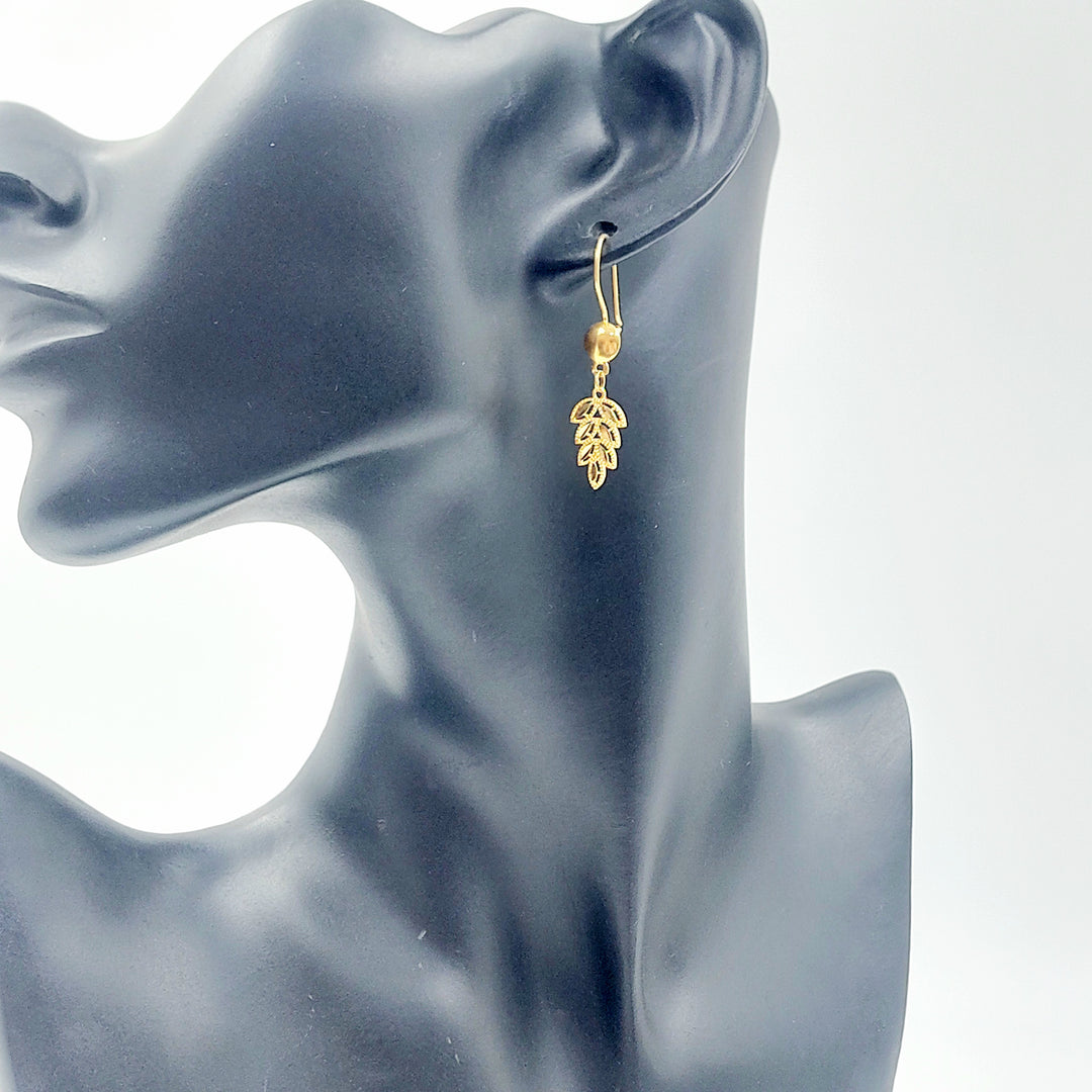 21K حلق ورق الشجر-مجوهرات الشيخ سعيد-Saeed Jewelry 