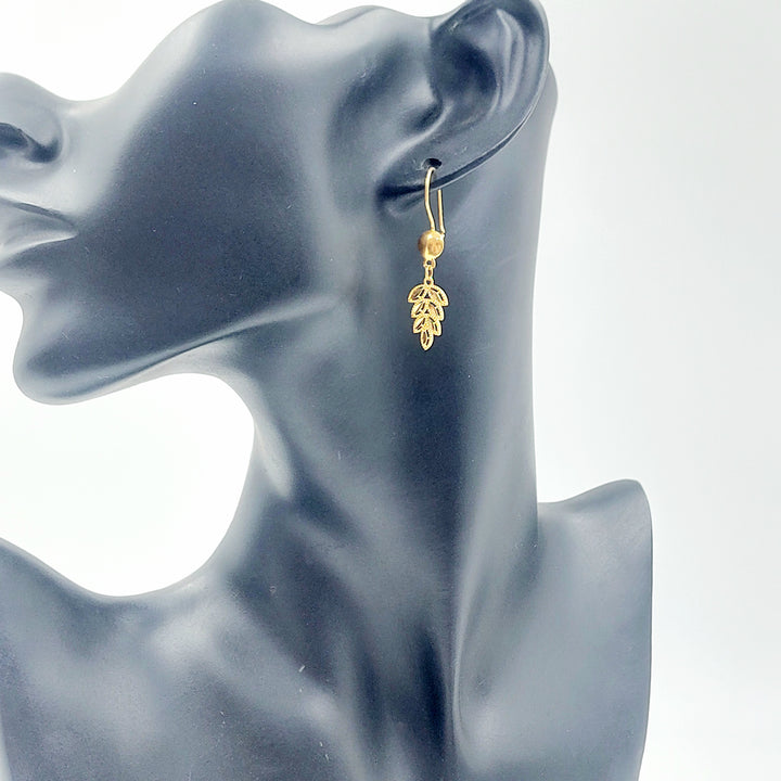 21K حلق ورق الشجر-مجوهرات الشيخ سعيد-Saeed Jewelry 