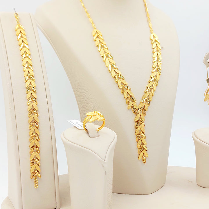 21K طقم ورق الشجر اكسترا-مجوهرات الشيخ سعيد-Saeed Jewelry 