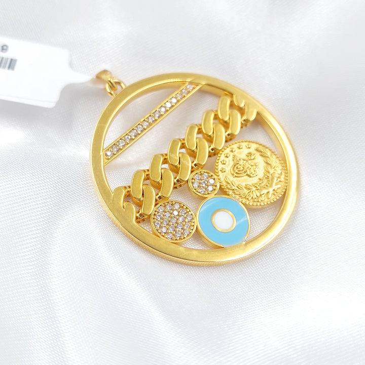 21K تعليقة دائري مينا مرصع-مجوهرات الشيخ سعيد-Saeed Jewelry 