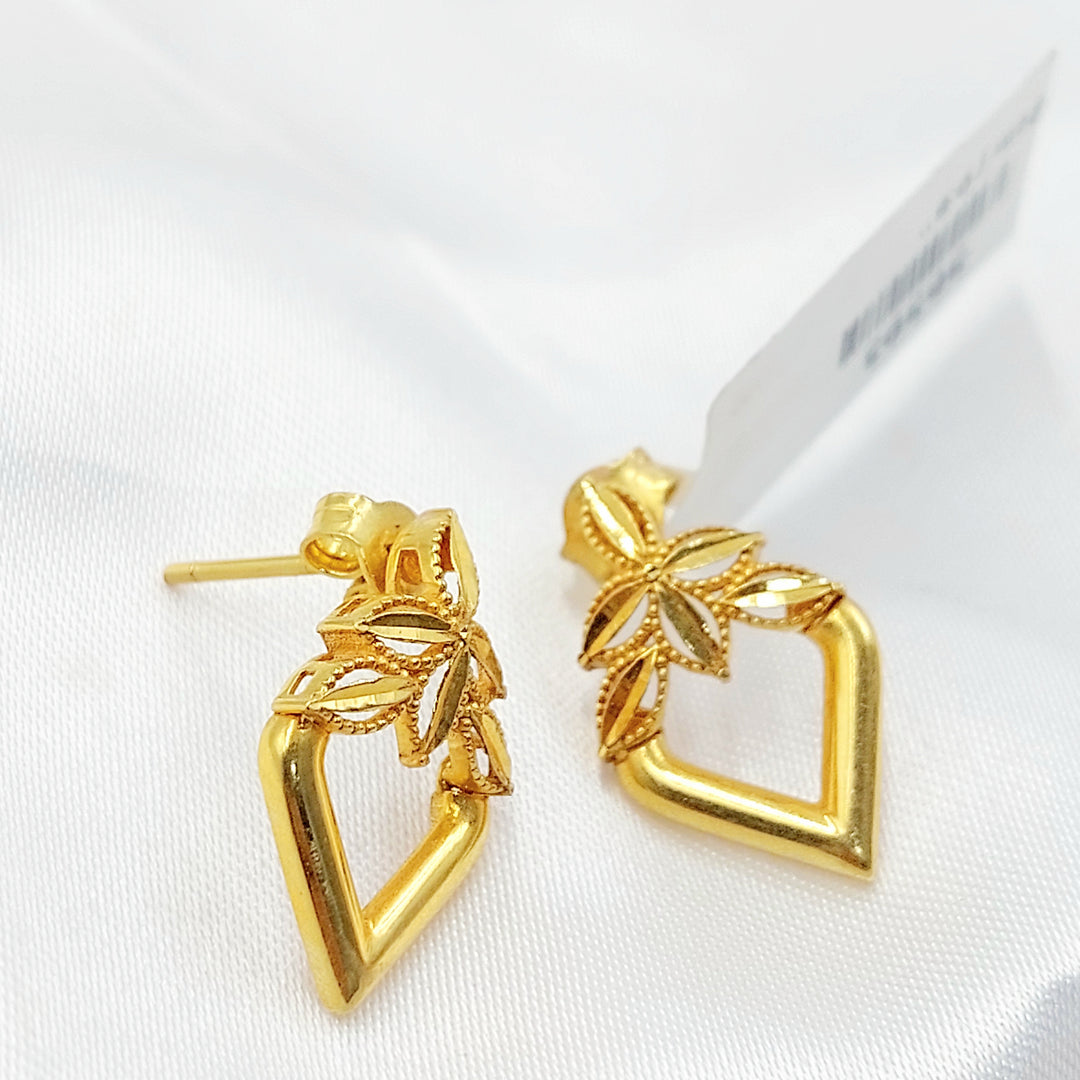 21K حلق ورق الشجر-مجوهرات الشيخ سعيد-Saeed Jewelry 