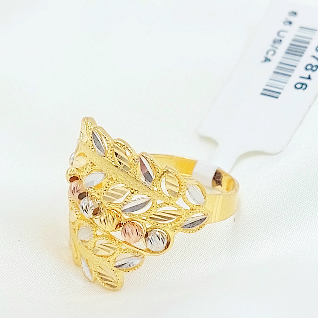 21K خاتم ورق الشجر اكسترا-مجوهرات الشيخ سعيد-Saeed Jewelry 