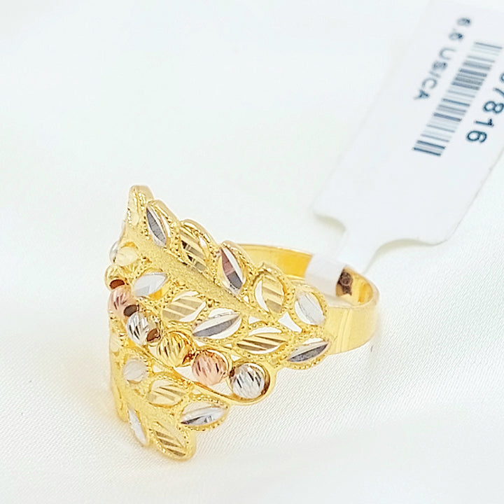 21K خاتم ورق الشجر اكسترا-مجوهرات الشيخ سعيد-Saeed Jewelry 
