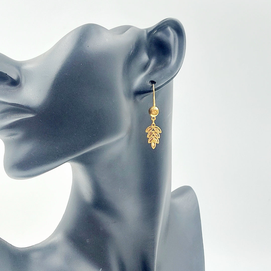 21K حلق ورق الشجر-مجوهرات الشيخ سعيد-Saeed Jewelry 