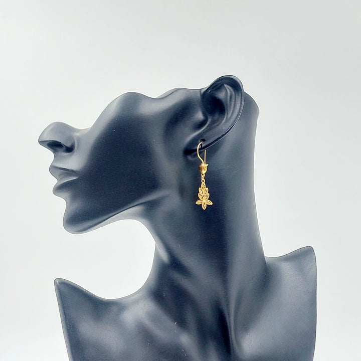 21K حلق ورق الشجر-مجوهرات الشيخ سعيد-Saeed Jewelry 