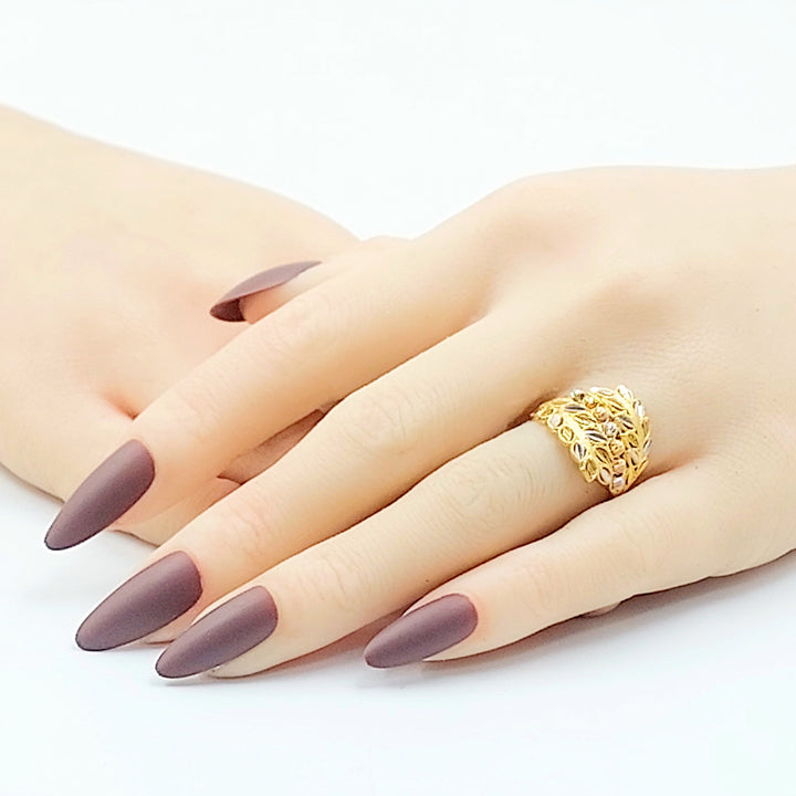 21K خاتم ورق الشجر اكسترا-مجوهرات الشيخ سعيد-Saeed Jewelry 