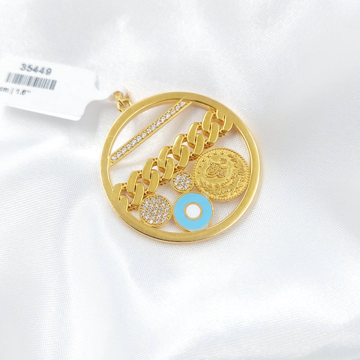 21K تعليقة دائري مينا مرصع-مجوهرات الشيخ سعيد-Saeed Jewelry 