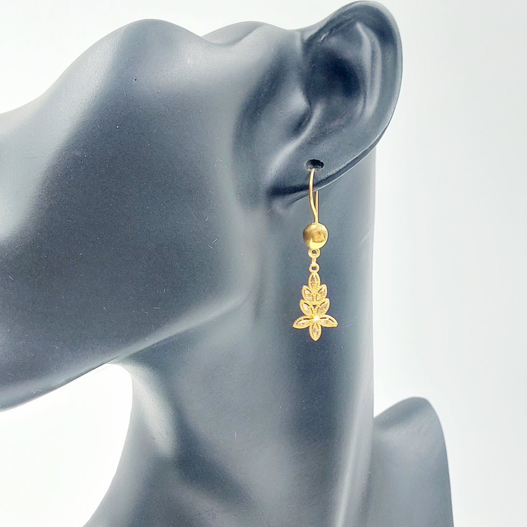 21K حلق ورق الشجر-مجوهرات الشيخ سعيد-Saeed Jewelry 