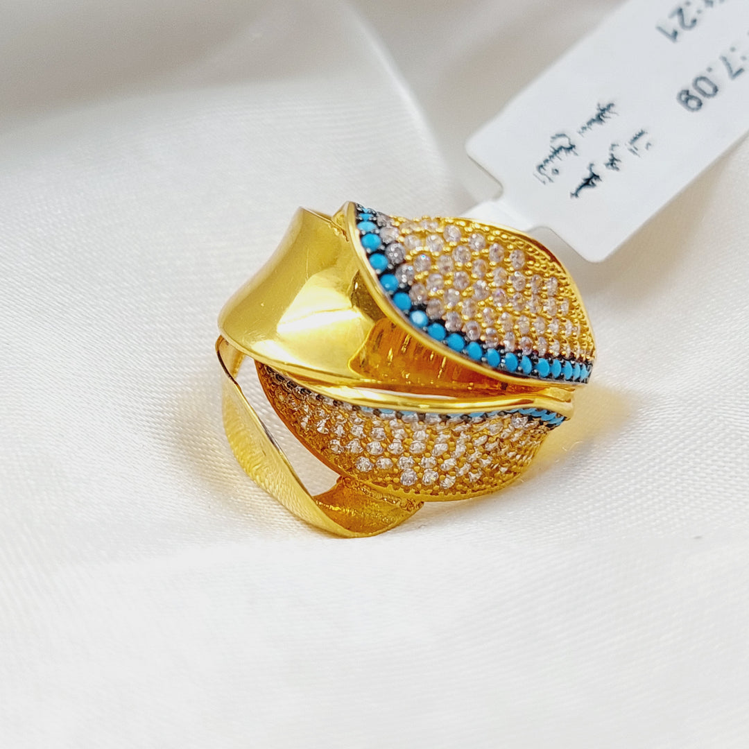 <span>21K</span><span> Turquoise Ring</span> Made of 21K Yellow Gold by Saeed Jewelry-10353