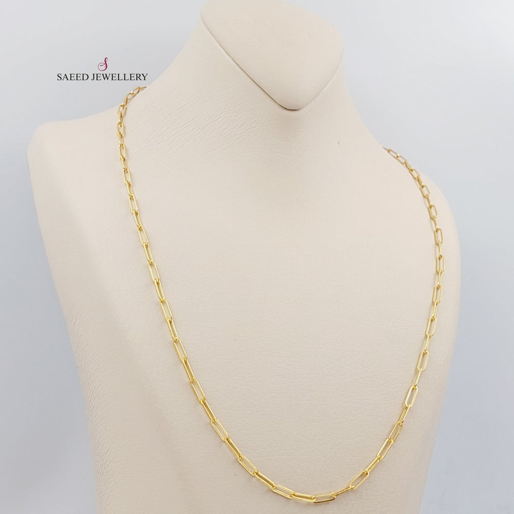 <span>(2.5mm) Paperclip Chain 60cm Made of 21K Yellow Gold</span> by Saeed Jewelry-سنسال-تيفاني-60-سم-متوسط-السماكة