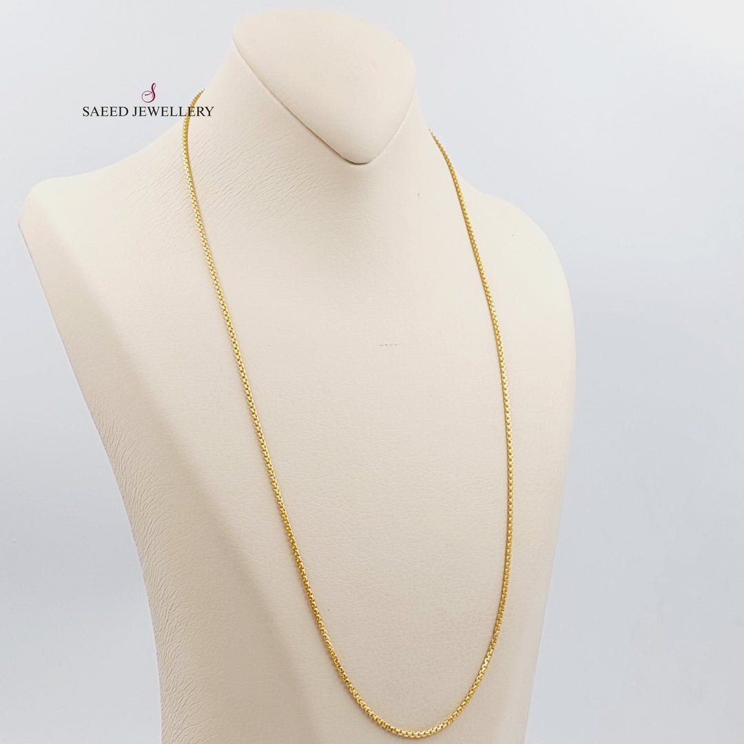 <span>(2mm) Box Chain 60cm Made of 21K Yellow Gold .</span> by Saeed Jewelry-سنسال-بوكس-60-سم-متوسط-السماكة