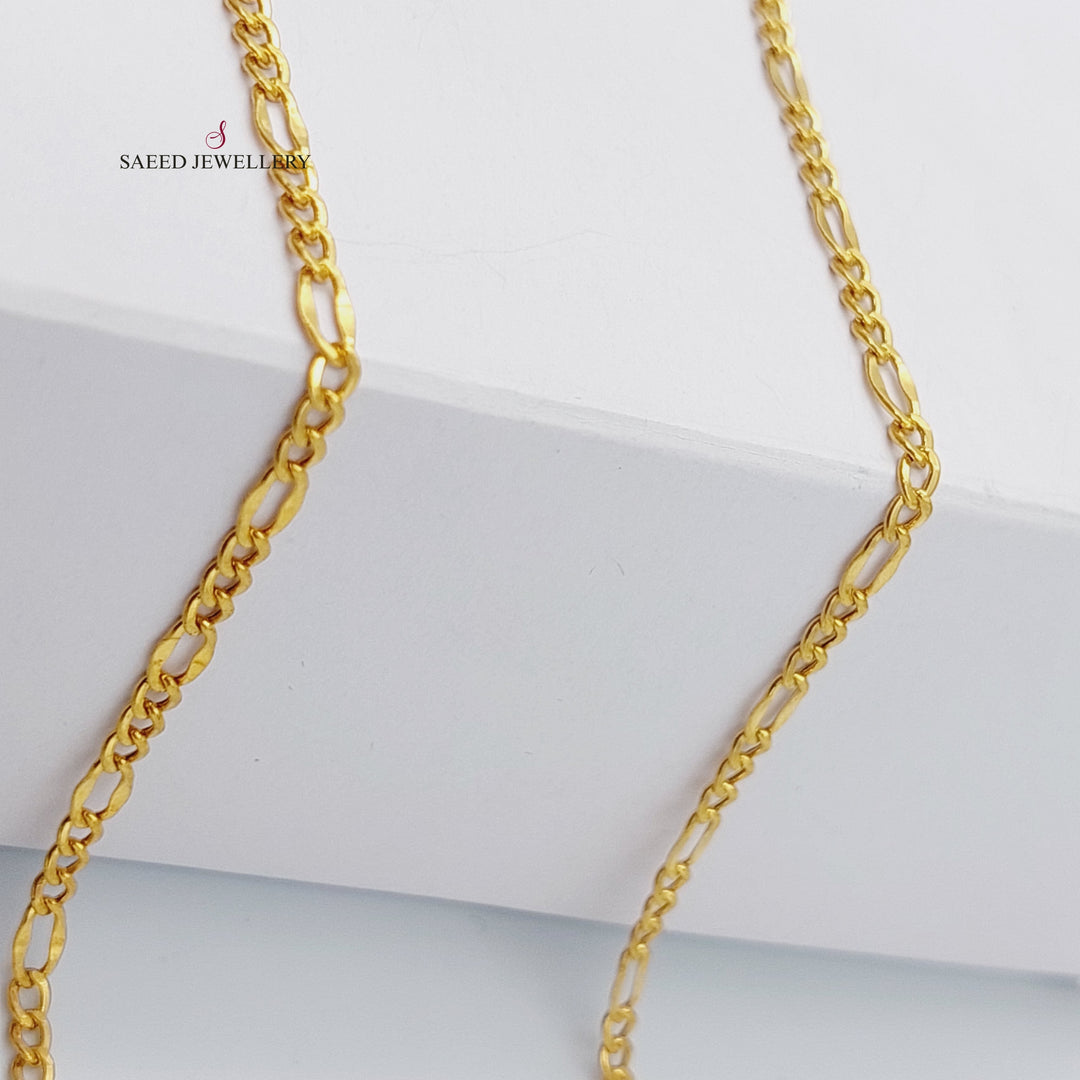 <span>(2mm) Figaro Chain Made of 21K Yellow Gold</span> by Saeed Jewelry-سنسال-كارتير-60-سم-متوسط-السماكة