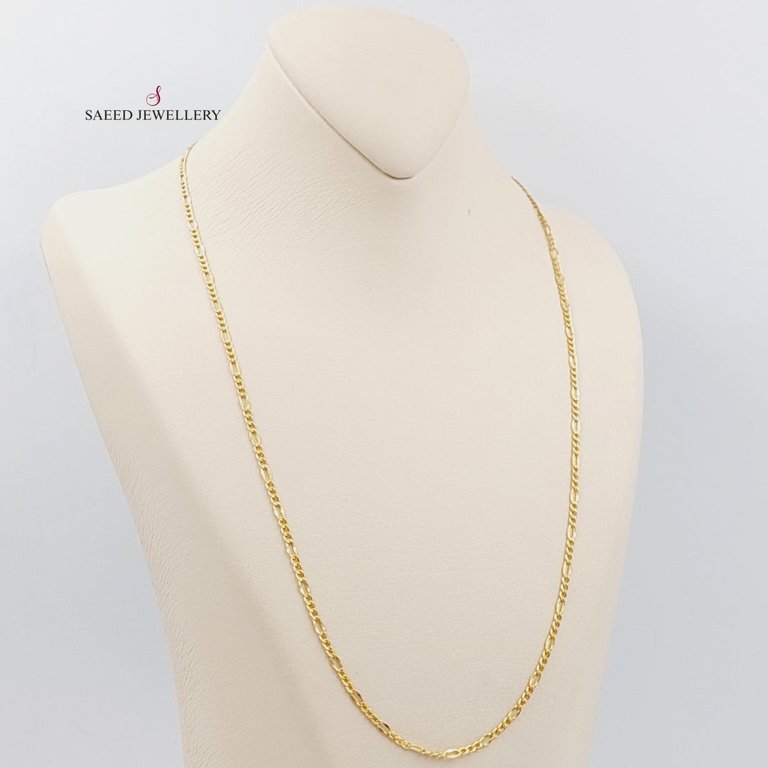 <span>(2mm) Figaro Chain Made of 21K Yellow Gold</span> by Saeed Jewelry-سنسال-كارتير-60-سم-متوسط-السماكة