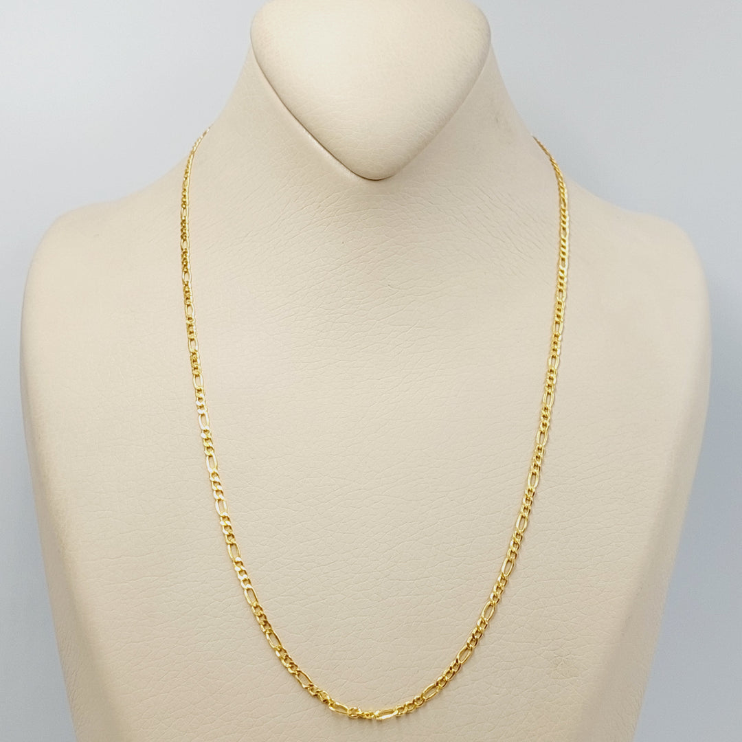 <span>(2mm) Figaro Chain Made of 21K Yellow Gold</span> by Saeed Jewelry-سنسال-كارتير-60-سم-متوسط-السماكة