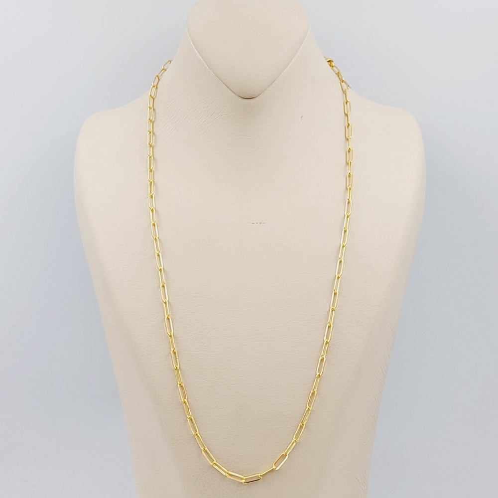 21K Gold 4mm Paperclip Chain 60cm by Saeed Jewelry - Image 2