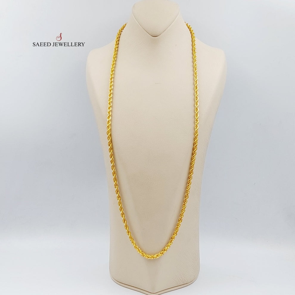 <span>(5mm) Rope Chain 70cm Made Of 21K Yellow Gold</span> by Saeed Jewelry-28433