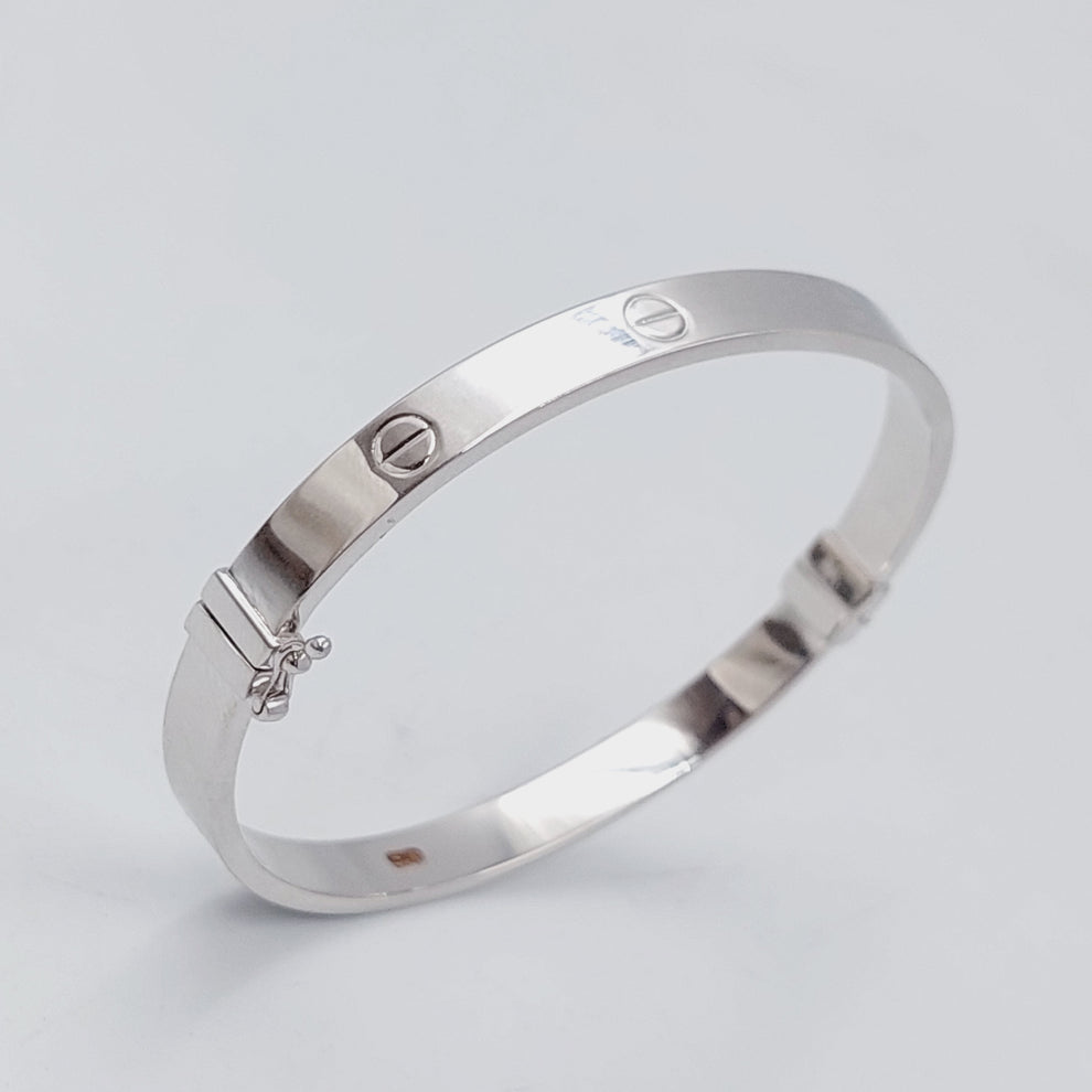<span>One Fancy Figaro Bangle Bracelet Made Of 21K White Gold</span> by Saeed Jewelry-24657