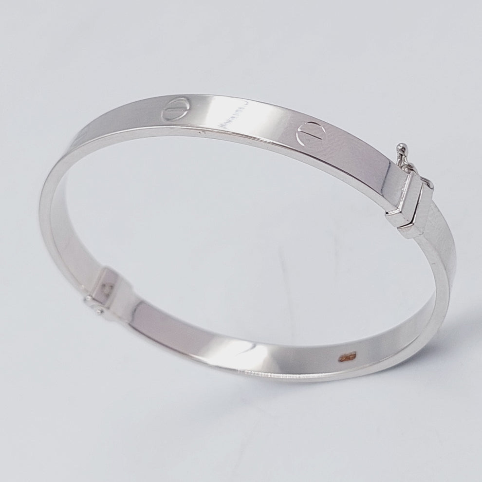 <span>One Fancy Figaro Bangle Bracelet Made Of 21K White Gold</span> by Saeed Jewelry-24657