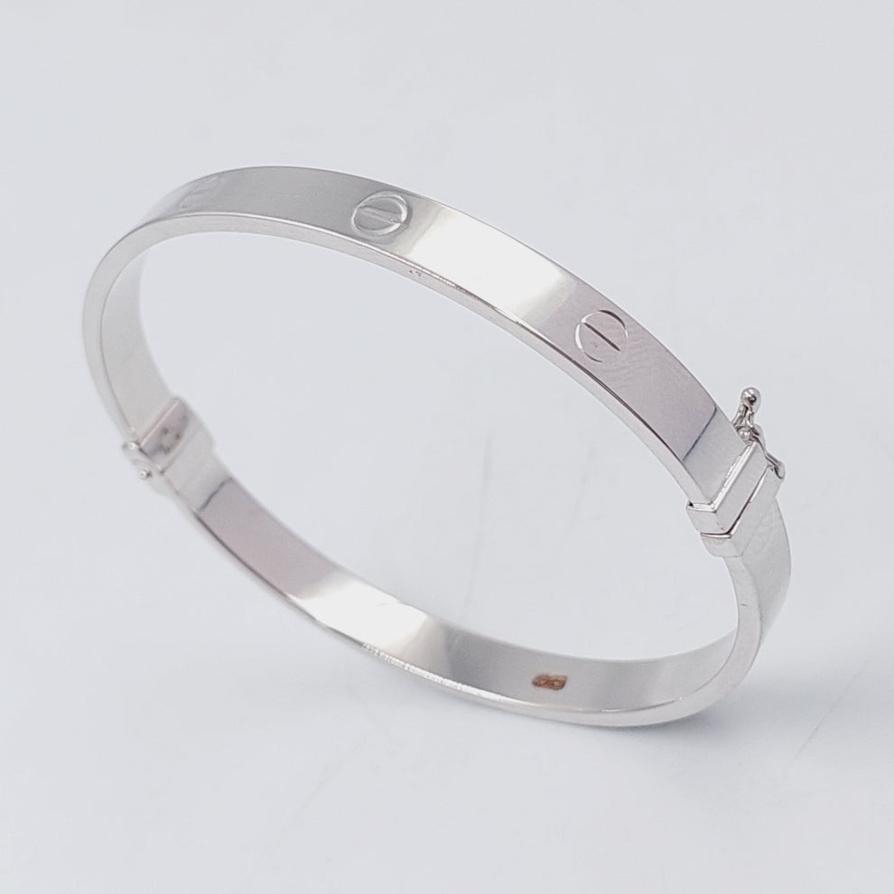 <span>One Fancy Figaro Bangle Bracelet Made Of 21K White Gold</span> by Saeed Jewelry-24657