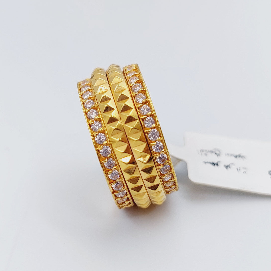 <span>Zircon Studded Pyramid </span><span>Wedding Ring Made Of 21K Yellow Gold</span> by Saeed Jewelry-ذبلة-اكسترا-محجر-2