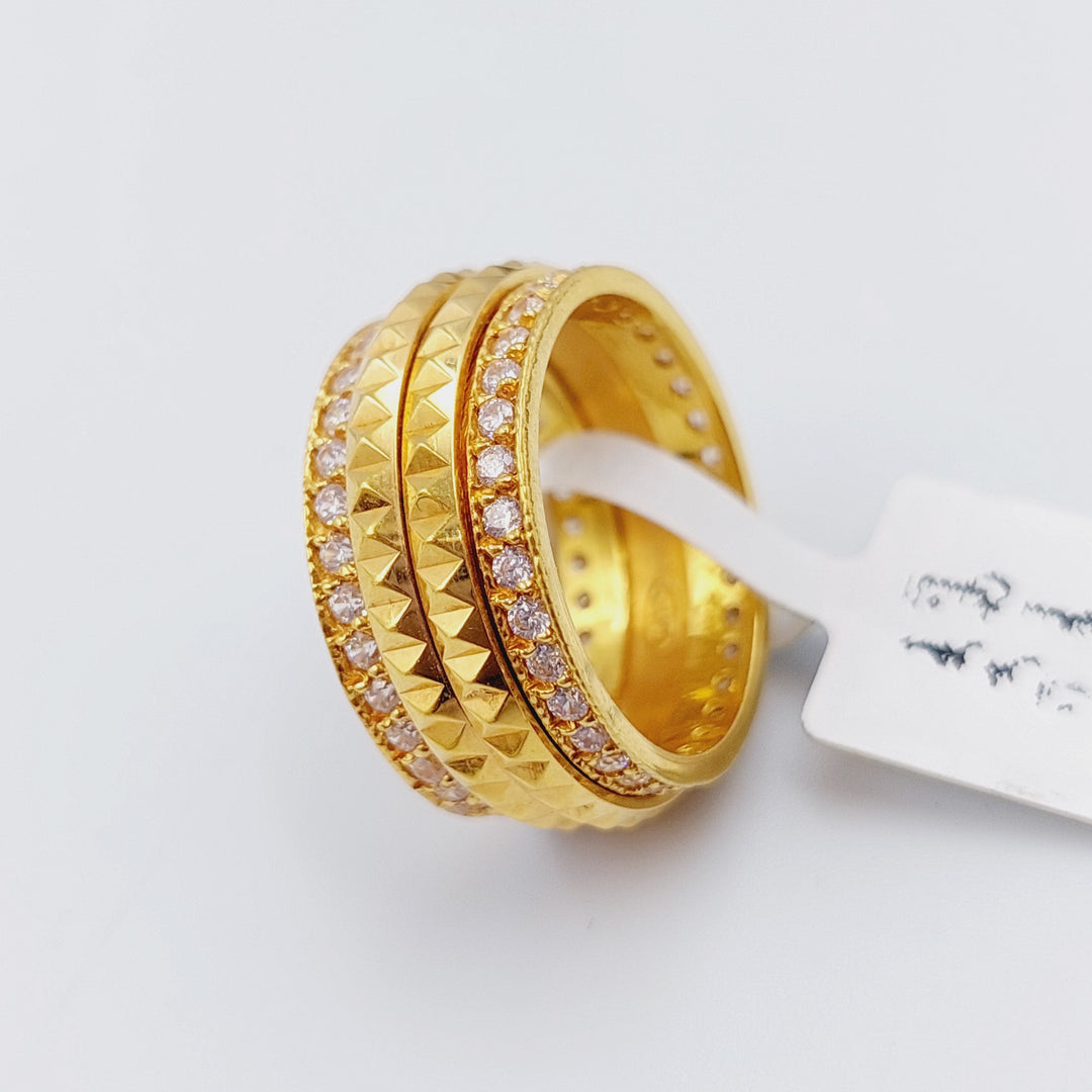 <span>Zircon Studded Pyramid </span><span>Wedding Ring Made Of 21K Yellow Gold</span> by Saeed Jewelry-ذبلة-اكسترا-محجر-2