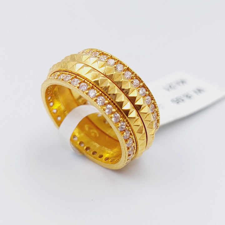 <span>Zircon Studded Pyramid </span><span>Wedding Ring Made Of 21K Yellow Gold</span> by Saeed Jewelry-ذبلة-اكسترا-محجر-2